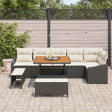 vidaXL Tuinbank Set met kussen met opslag 9 pcs Zwart Poly rattan