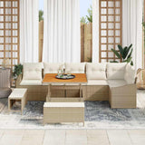 vidaXL Tuinbank Set met kussen met opslag 9 pcs Zwart Poly rattan
