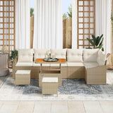 vidaXL Tuinbank Set met kussen met opslag 9 pcs Zwart Poly rattan