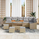 vidaXL Tuinbank Set met kussen met opslag 9 pcs Zwart Poly rattan
