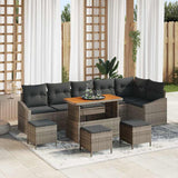 vidaXL Tuinbank Set met kussen met opslag 9 pcs Zwart Poly rattan