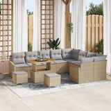 vidaXL Tuinbank Set met kussen met opslag 12 pcs Zwart Poly rattan
