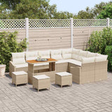 vidaXL Tuinbank Set met kussen met opslag 12 pcs Zwart Poly rattan