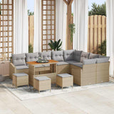 vidaXL Tuinbank Set met kussen met opslag 12 pcs Zwart Poly rattan
