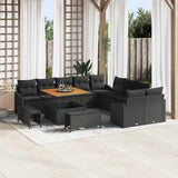 vidaXL Tuinbank Set met kussen met opslag 13 pcs Zwart Poly rattan
