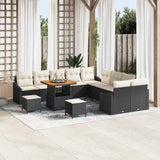 vidaXL Tuinbank Set met kussen met opslag 13 pcs Zwart Poly rattan