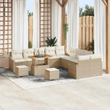 vidaXL Tuinbank Set met kussen met opslag 13 pcs Zwart Poly rattan