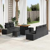 vidaXL Tuinbank Set met kussen met opslag 8 pcs Zwart Poly rattan