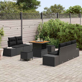 vidaXL Tuinbank Set met kussen met opslag 8 pcs Zwart Poly rattan