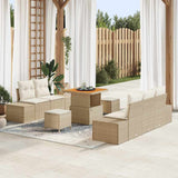 vidaXL Tuinbank Set met kussen met opslag 8 pcs Zwart Poly rattan
