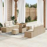 vidaXL Tuinbank Set met kussen met opslag 8 pcs Zwart Poly rattan