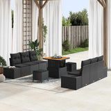 vidaXL Tuinbank Set met kussen met opslag 9 pcs Zwart Poly rattan