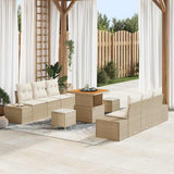 vidaXL Tuinbank Set met kussen met opslag 9 pcs Zwart Poly rattan