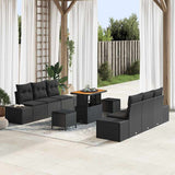 vidaXL Tuinbank Set met kussen met opslag 9 pcs Zwart Poly rattan