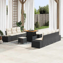 vidaXL Tuinbank Set met kussen met opslag 10 pcs Zwart Poly rattan