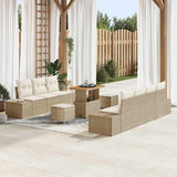 vidaXL Tuinbank Set met kussen met opslag 10 pcs Zwart Poly rattan