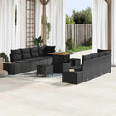 vidaXL Tuinbank Set met kussen met opslag 11 pcs Zwart Poly rattan