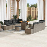 vidaXL Tuinbank Set met kussen met opslag 11 pcs Zwart Poly rattan