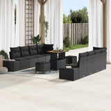 vidaXL Tuinbank Set met kussen met opslag 11 pcs Zwart Poly rattan