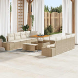 vidaXL Tuinbank Set met kussen met opslag 11 pcs Zwart Poly rattan