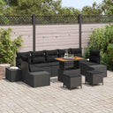 vidaXL Tuinbank Set met kussen met opslag 10 pcs Zwart Poly rattan