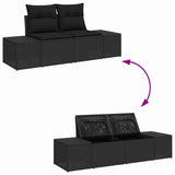 vidaXL Tuinbank Set met kussen met opslag 10 pcs Zwart Poly rattan