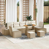 vidaXL Tuinbank Set met kussen met opslag 10 pcs Zwart Poly rattan