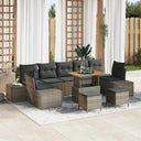 vidaXL Tuinbank Set met kussen met opslag 10 pcs Zwart Poly rattan