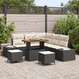 vidaXL Tuinbank Set met kussen met opslag 8 pcs Zwart Poly rattan