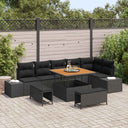 vidaXL Tuinbank Set met kussen met opslag 9 pcs Zwart Poly rattan