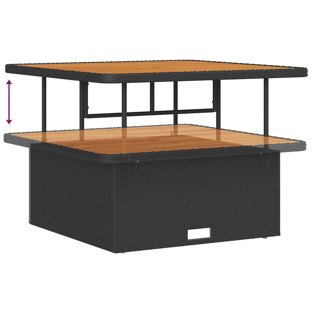 vidaXL Tuinbank Set met kussen met opslag 9 pcs Zwart Poly rattan