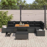 vidaXL Tuinbank Set met kussen met opslag 9 pcs Zwart Poly rattan