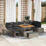 vidaXL Tuinbank Set met kussen met opslag 9 pcs Zwart Poly rattan