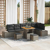 vidaXL Tuinbank Set met kussen met opslag 9 pcs Zwart Poly rattan