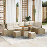 vidaXL Tuinbank Set met kussen met opslag 9 pcs Zwart Poly rattan