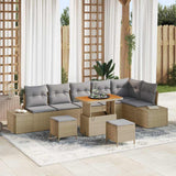 vidaXL Tuinbank Set met kussen met opslag 9 pcs Zwart Poly rattan