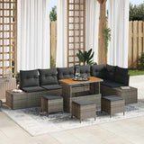 vidaXL Tuinbank Set met kussen met opslag 9 pcs Zwart Poly rattan