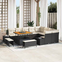 vidaXL Tuinbank Set met kussen met opslag 12 pcs Zwart Poly rattan