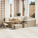 vidaXL Tuinbank Set met kussen met opslag 12 pcs Zwart Poly rattan