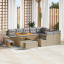 vidaXL Tuinbank Set met kussen met opslag 12 pcs Zwart Poly rattan