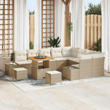 vidaXL Tuinbank Set met kussen met opslag 12 pcs Zwart Poly rattan