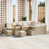 vidaXL Tuinbank Set met kussen met opslag 12 pcs Zwart Poly rattan