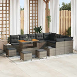 vidaXL Tuinbank Set met kussen met opslag 12 pcs Zwart Poly rattan