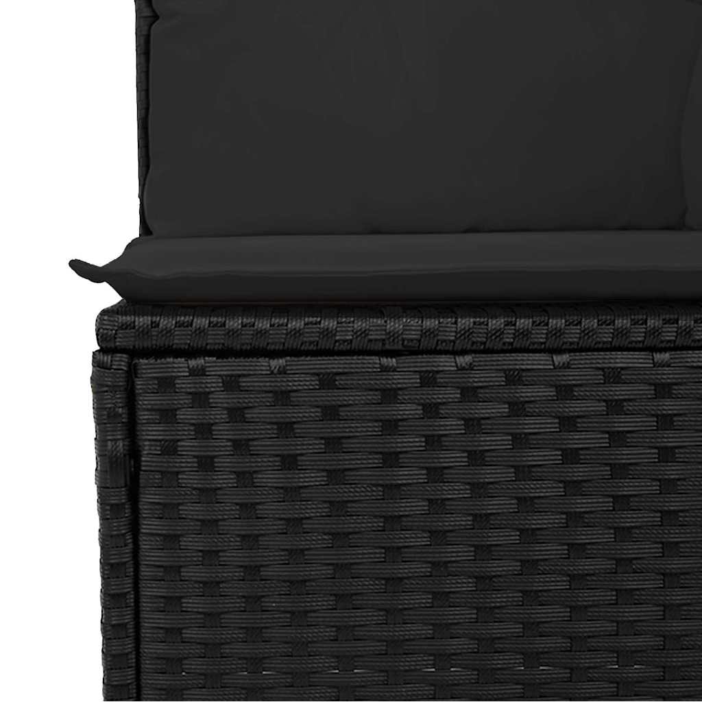 vidaXL Tuinbank Set met kussen met opslag 13 pcs Zwart Poly rattan