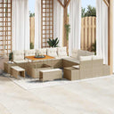 vidaXL Tuinbank Set met kussen met opslag 13 pcs Zwart Poly rattan