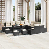 vidaXL Tuinbank Set met kussen met opslag 13 pcs Zwart Poly rattan