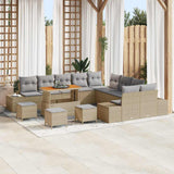 vidaXL Tuinbank Set met kussen met opslag 13 pcs Zwart Poly rattan