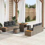 vidaXL Tuinbank Set met kussen met opslag 9 pcs Zwart Poly rattan