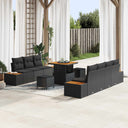 vidaXL Tuinbank Set met kussen met opslag 10 pcs Zwart Poly rattan