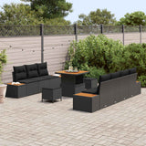 vidaXL Tuinbank Set met kussen met opslag 10 pcs Zwart Poly rattan